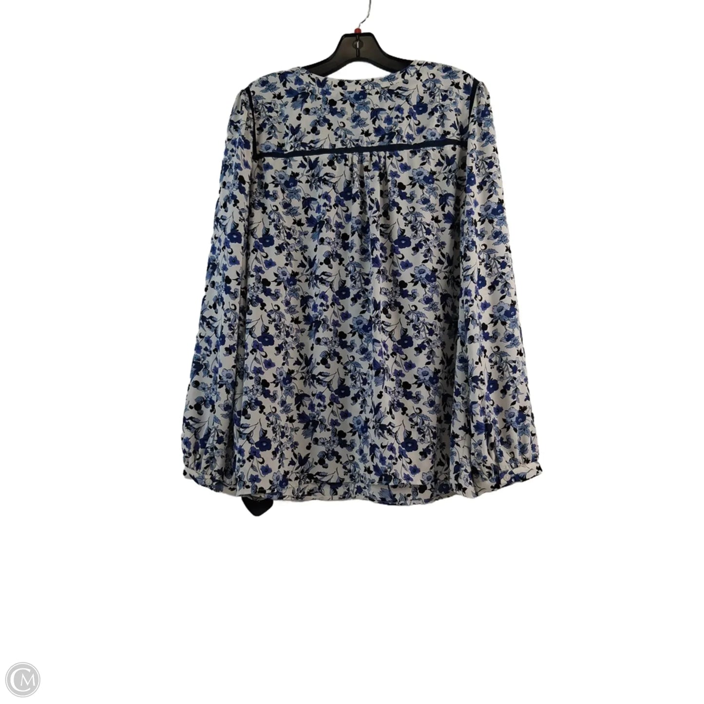 Top Long Sleeve By Talbots In Blue & White, Size: Xl