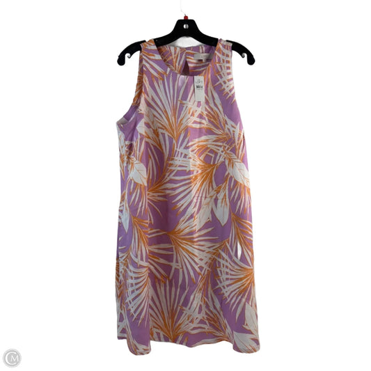 Dress Casual Midi By Loft In Pink & White, Size: L