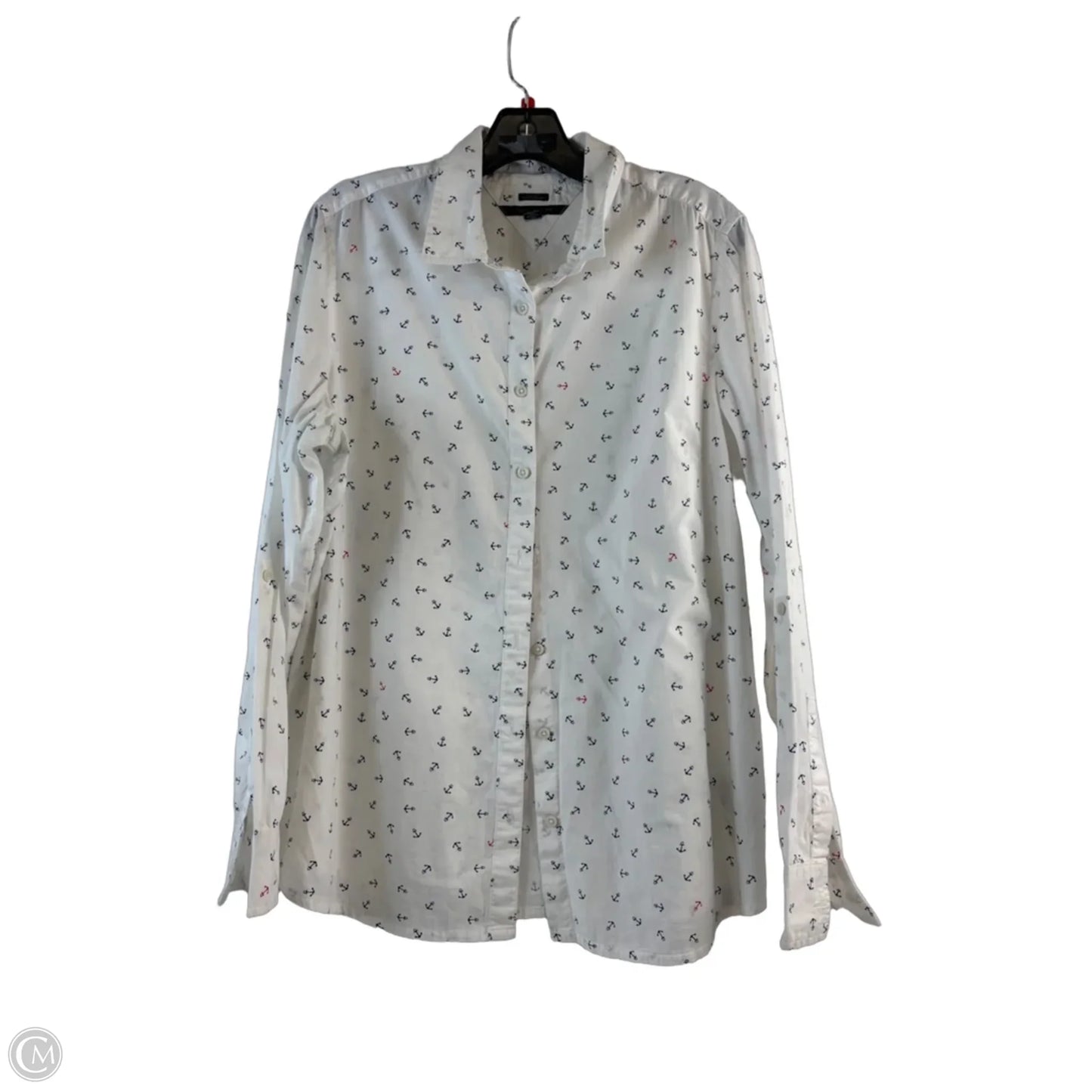 Top Long Sleeve By Tommy Hilfiger In Blue & White, Size: Xl