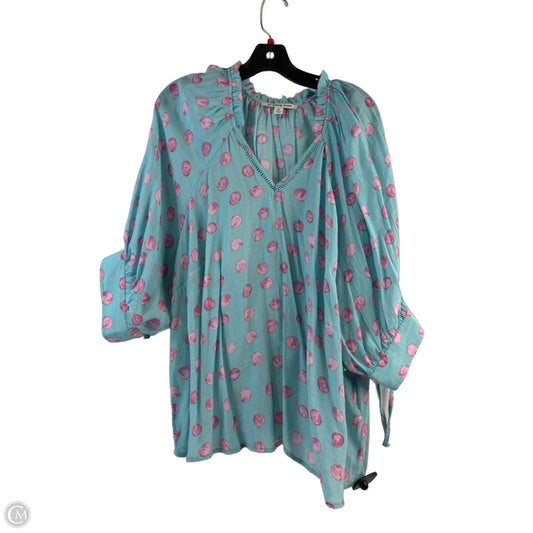 Top Short Sleeve By Zac And Rachel In Blue & Pink, Size: 2x