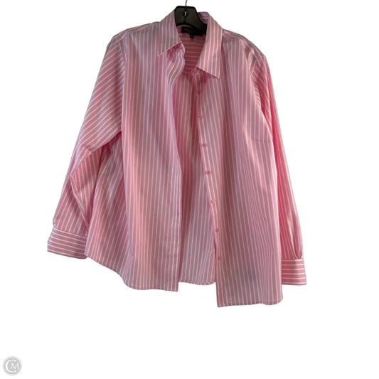 Top Long Sleeve By Jones New York In Pink & White, Size: 1x
