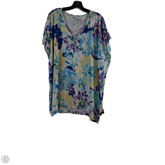 Top Short Sleeve By Chaps In Green & Purple, Size: 3x