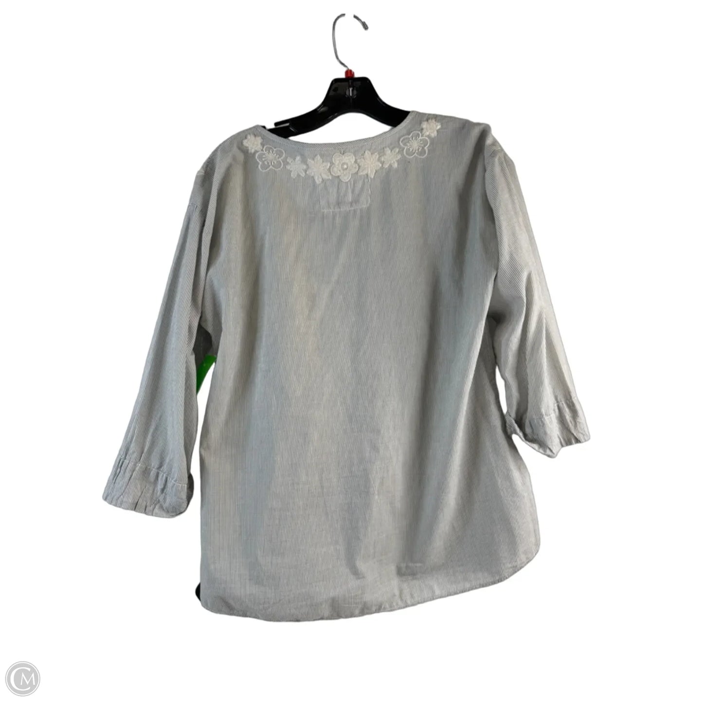 Top 3/4 Sleeve By Johnny Was In Blue & White, Size: S