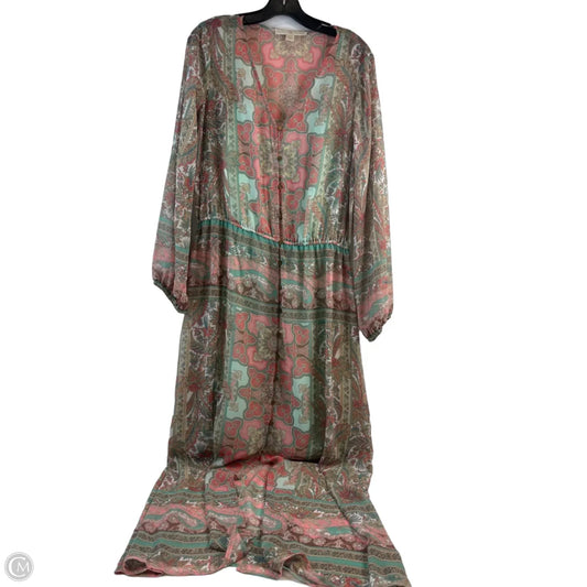 Dress Casual Maxi By Boston Proper In Green & Pink, Size: M