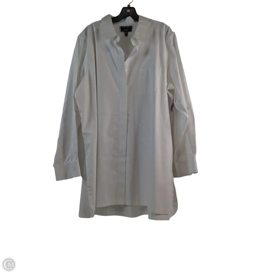Tunic Long Sleeve By Foxcroft In White, Size: 2x