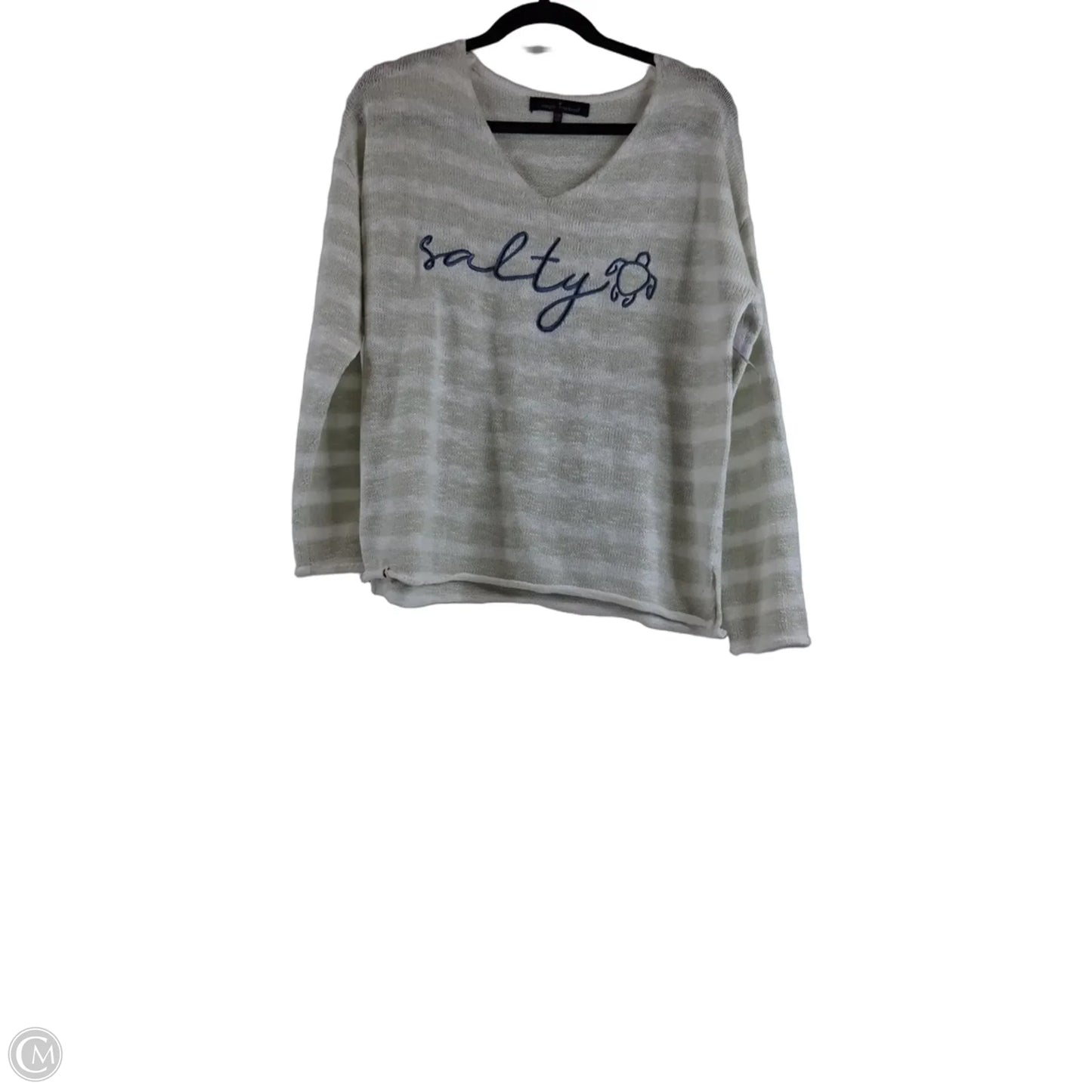 Top Long Sleeve By Simply Southern In Green & White, Size: S