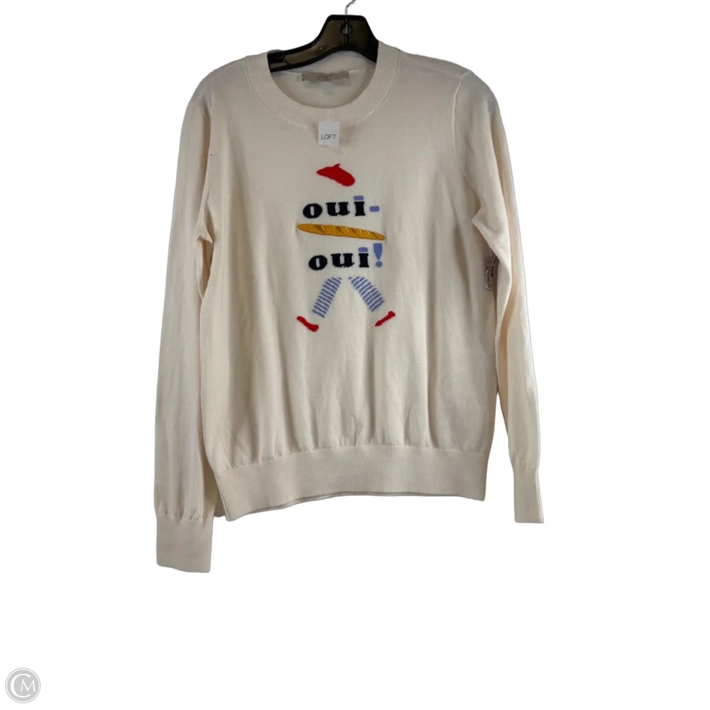 Top Long Sleeve By Loft In Red & White, Size: M