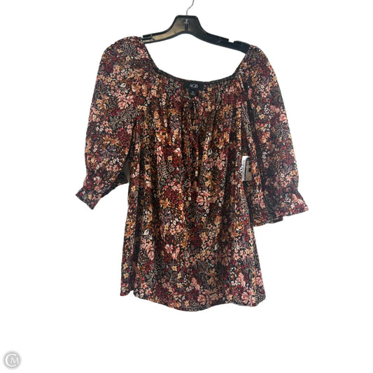 Top Short Sleeve By Agb In Black & Orange, Size: M