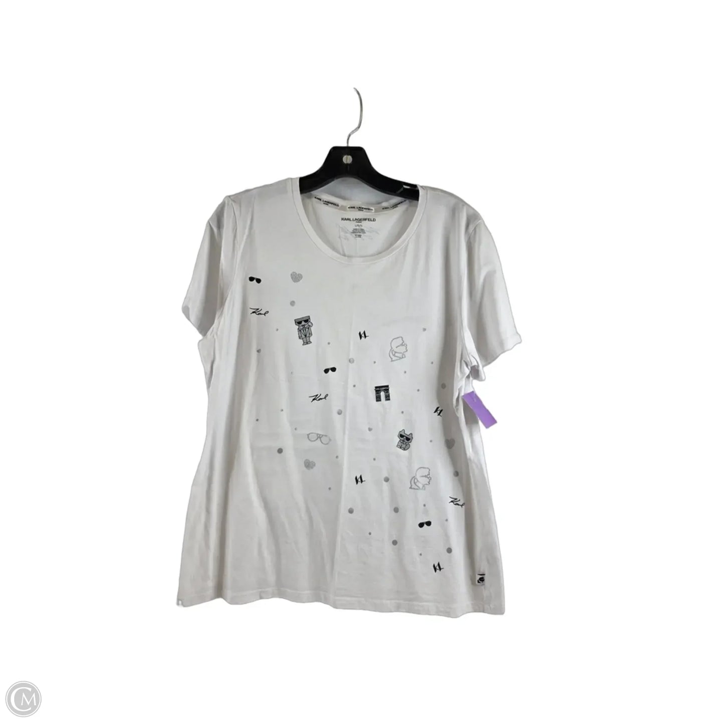 Top Short Sleeve Designer By Karl Lagerfeld In Black & White, Size: L