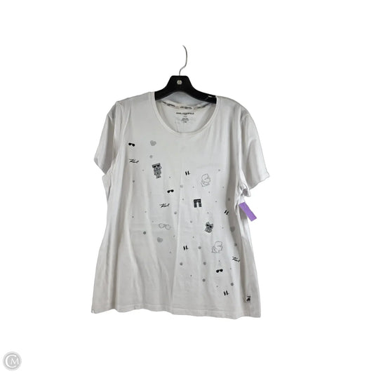 Top Short Sleeve Designer By Karl Lagerfeld In Black & White, Size: L