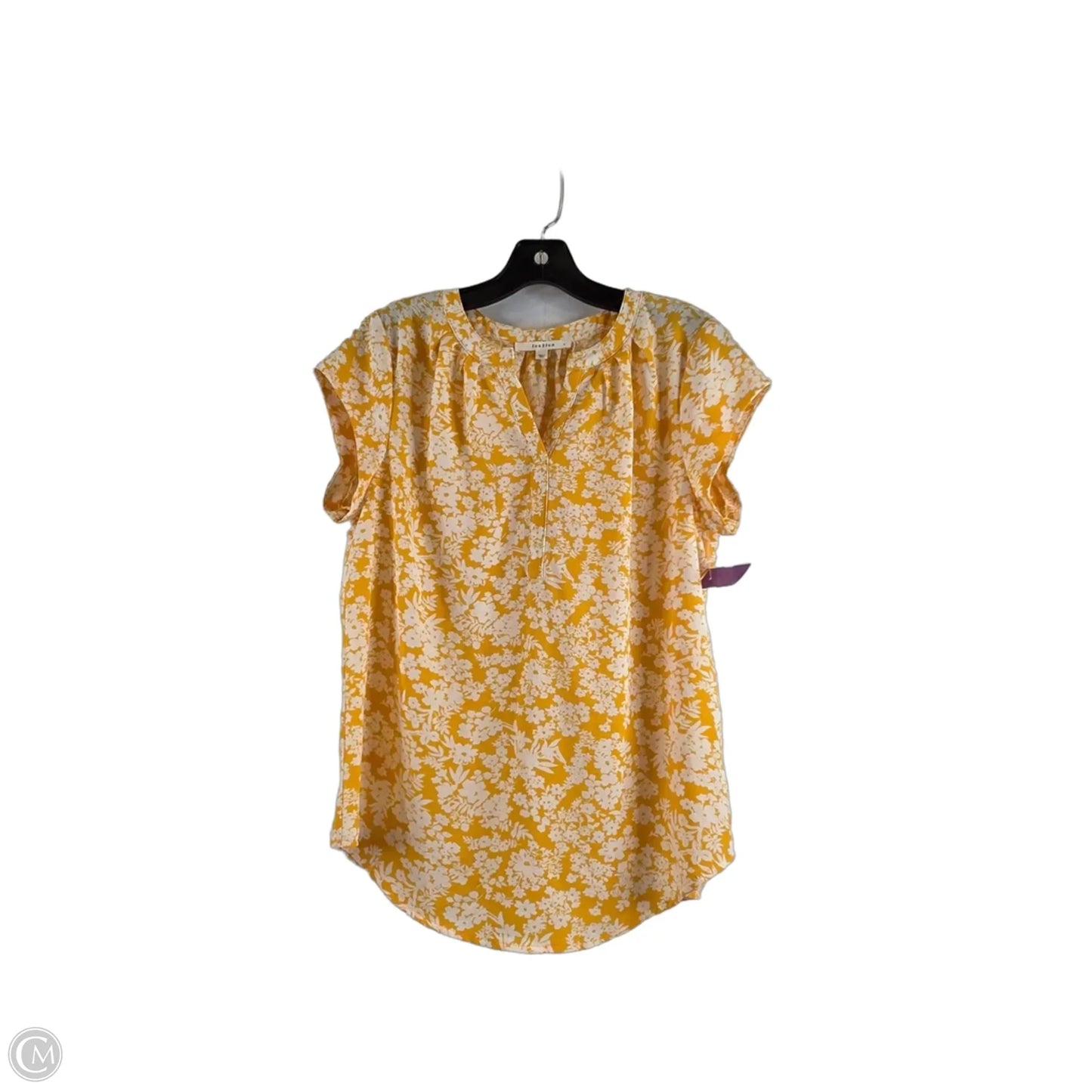 Top Short Sleeve By Clothes Mentor In White & Yellow, Size: L