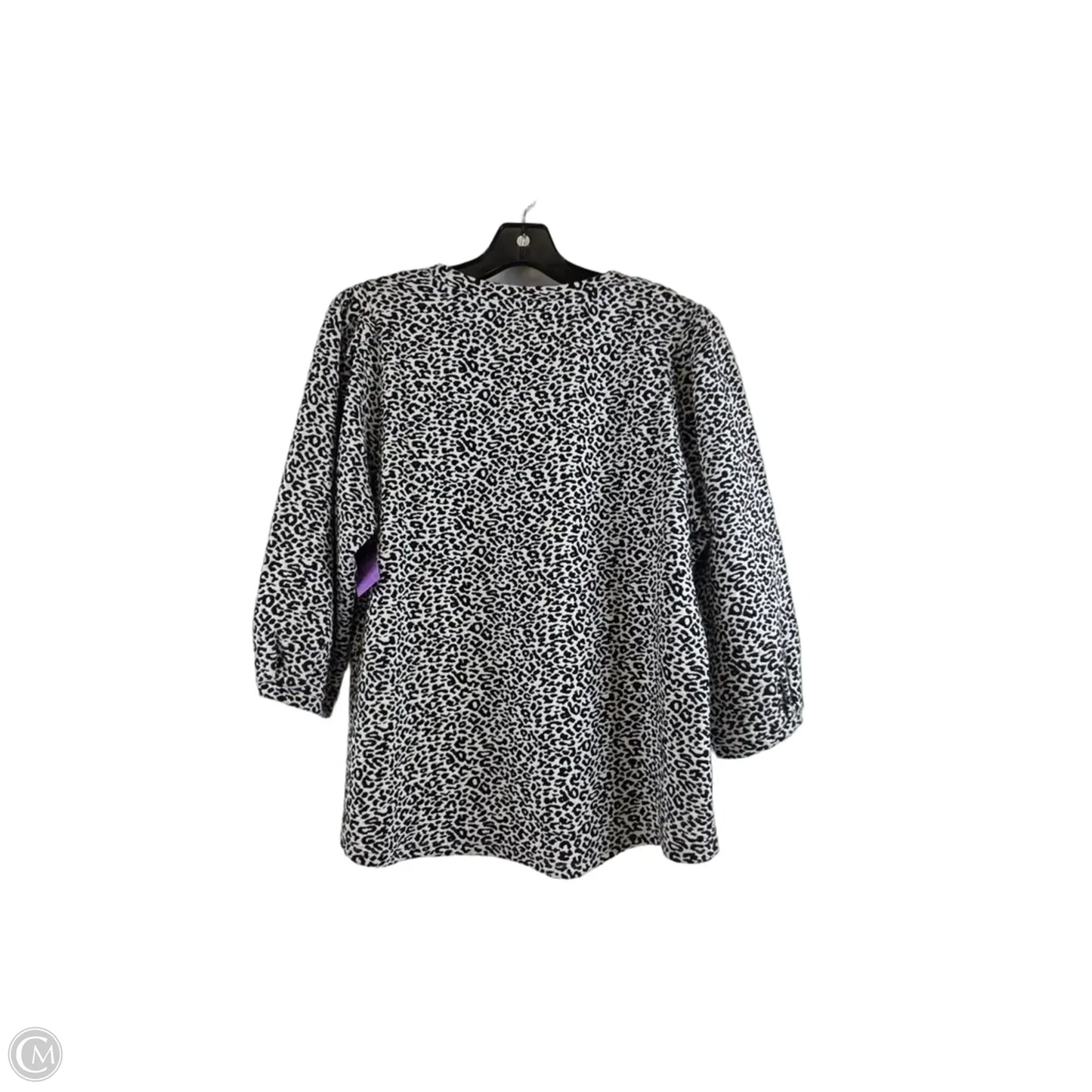 Top 3/4 Sleeve By Chicos In Black & White, Size: L