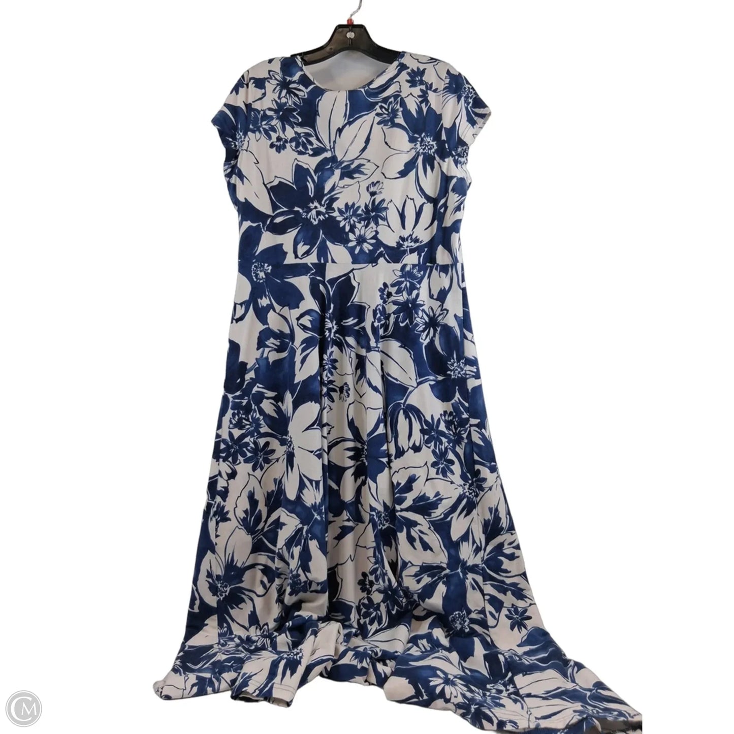Dress Casual Maxi By Chaps In Blue & White, Size: Xl