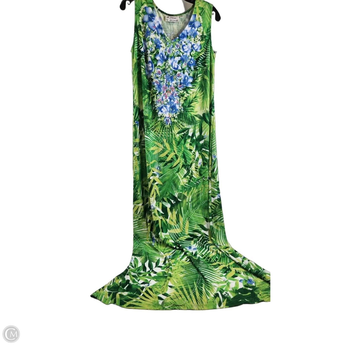 Dress Casual Maxi By Linea By Louis Dellolio In Blue & Green, Size: S