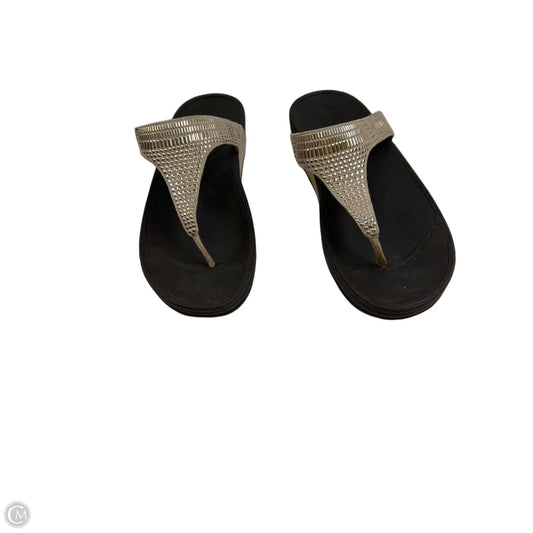 Sandals Heels Platform By Fitflop In Brown & Gold, Size: 10