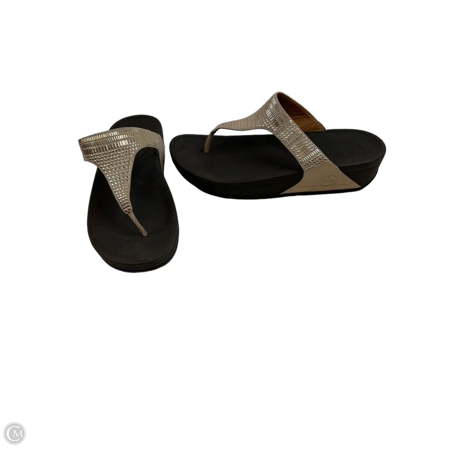 Sandals Heels Platform By Fitflop In Brown & Gold, Size: 10