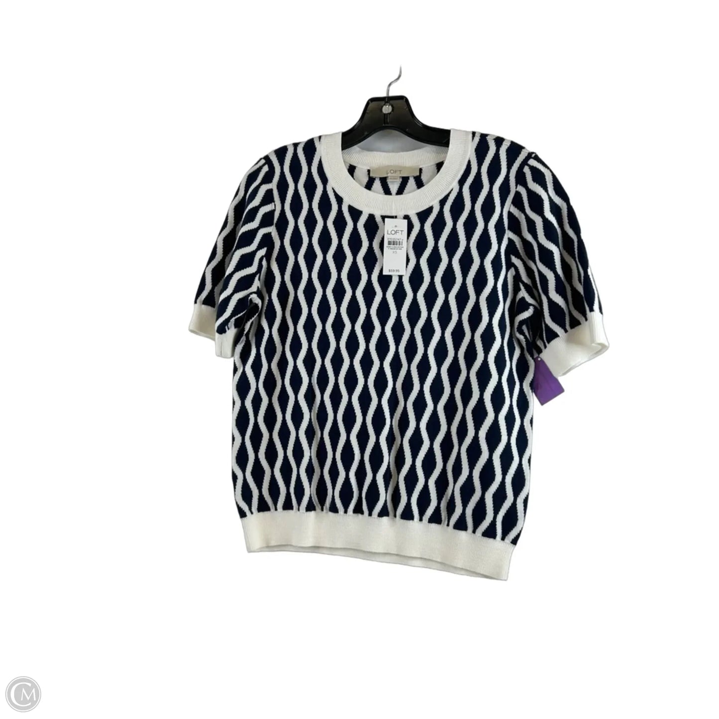 Top Short Sleeve By Loft In Blue & White, Size: Xs
