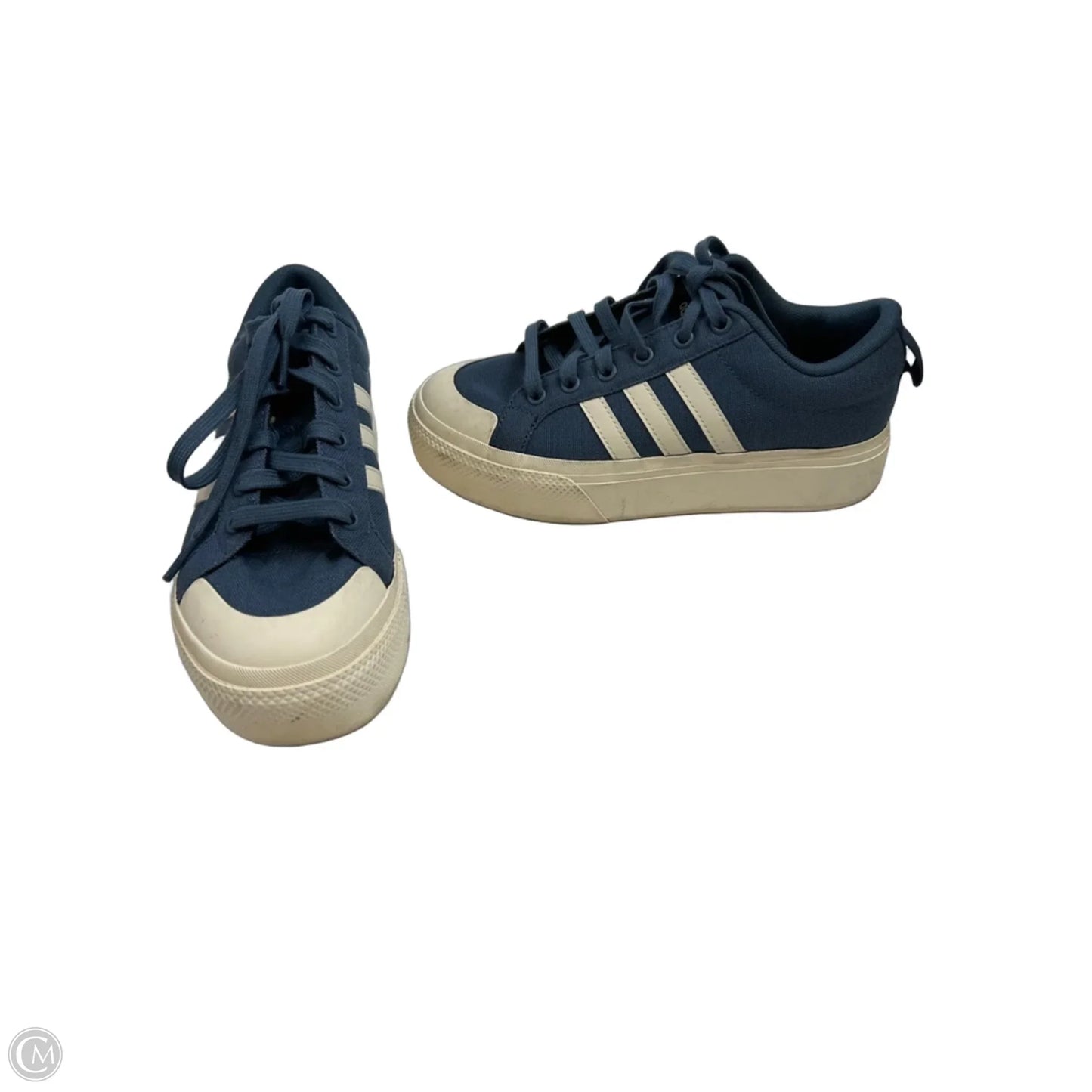 Shoes Sneakers Platform By Adidas In Blue & Cream, Size: 6.5