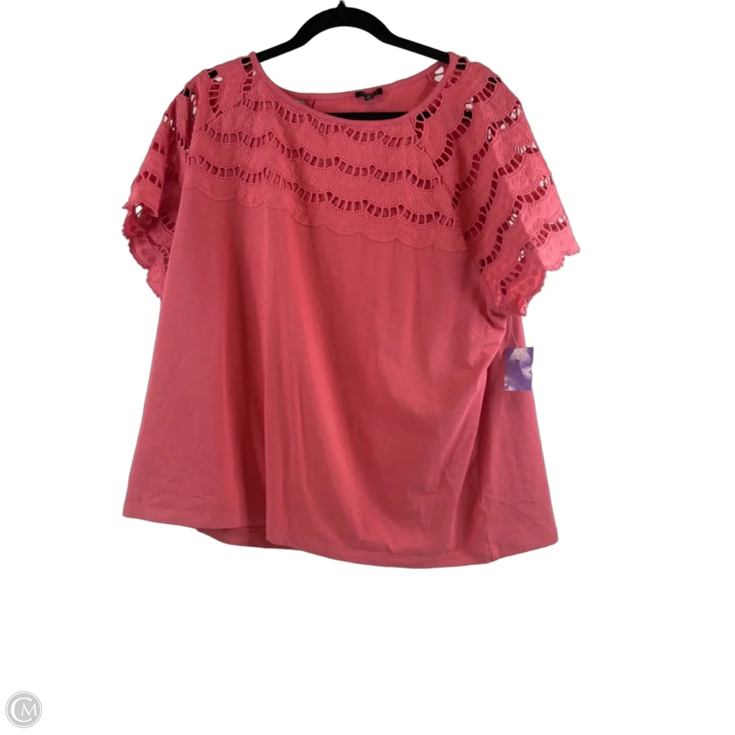 Top Short Sleeve Basic By Talbots In Coral, Size: 2x