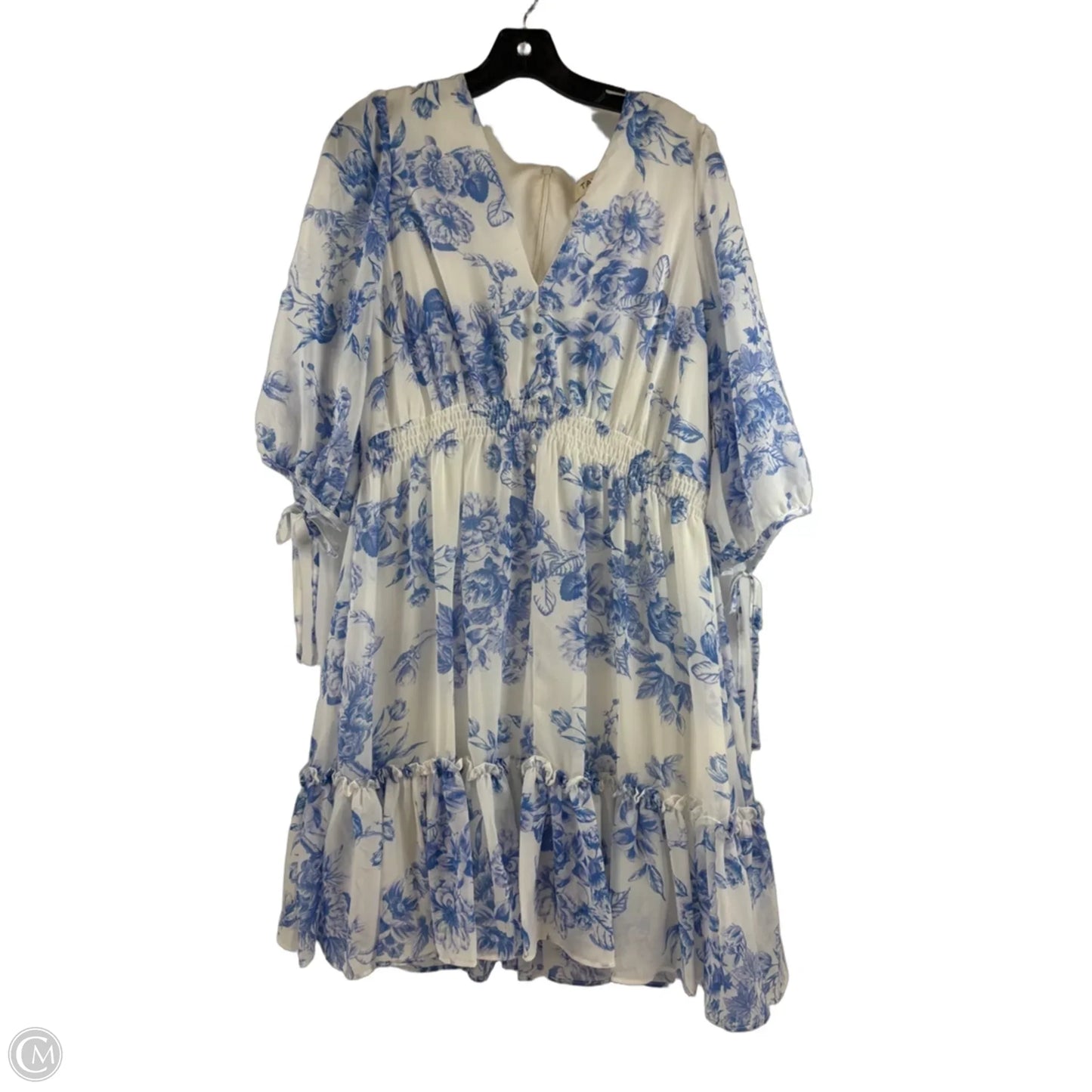 Dress Casual Midi By Taylor In Blue & White, Size: Xl