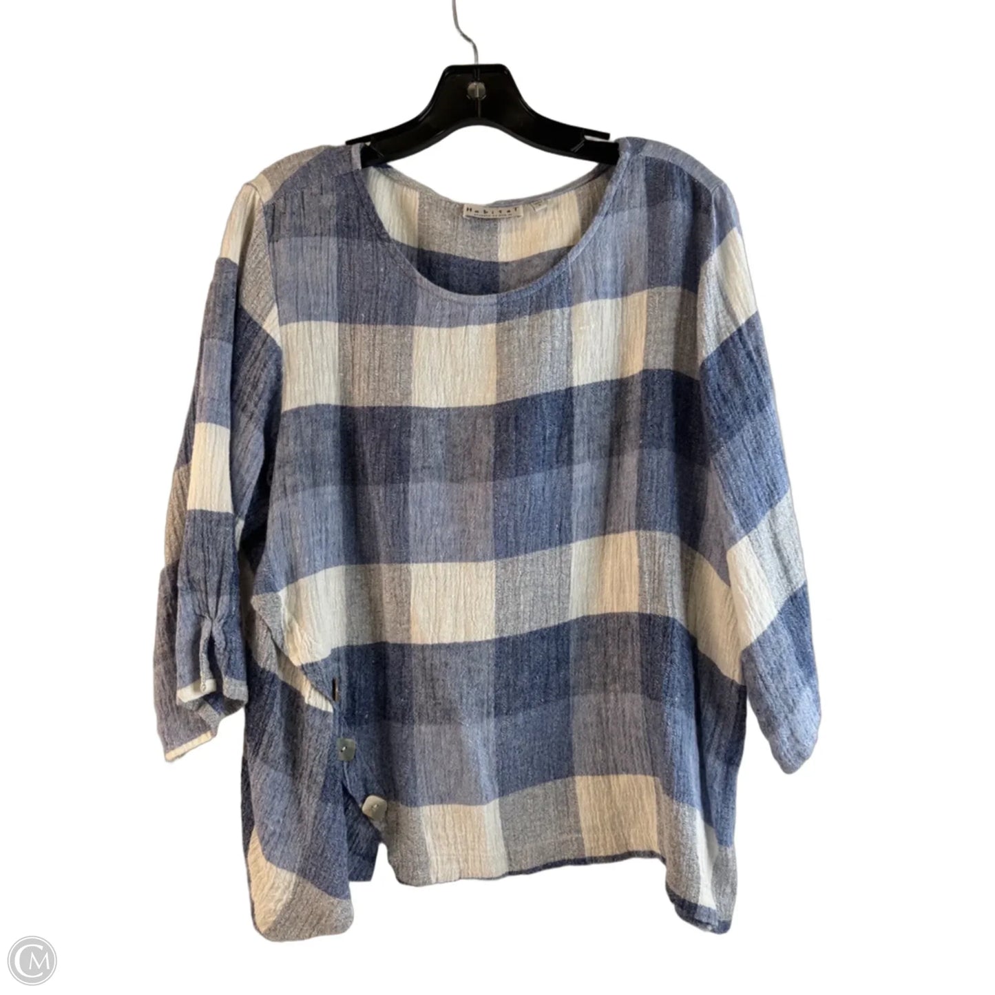 Top Long Sleeve By Habitat In Blue & White, Size: S