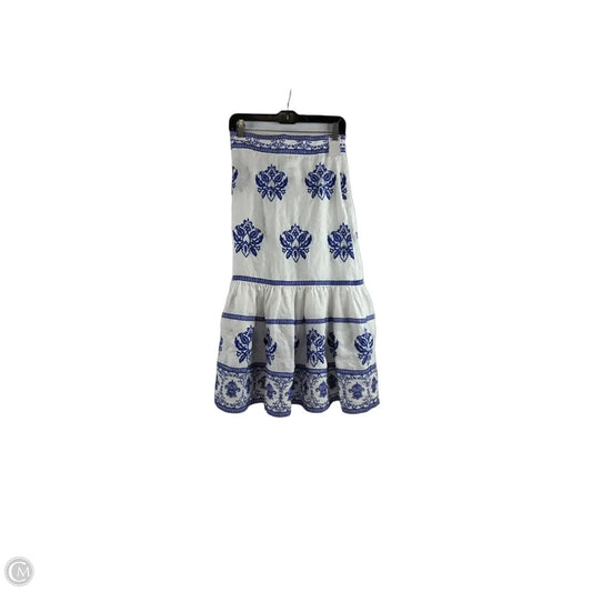 Skirt Midi By Zara In Blue & White, Size: 4