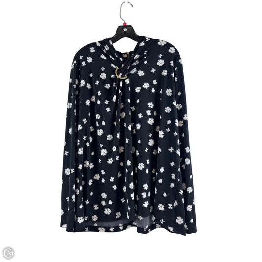 Top Long Sleeve By Liz Claiborne In Black & White, Size: 2x