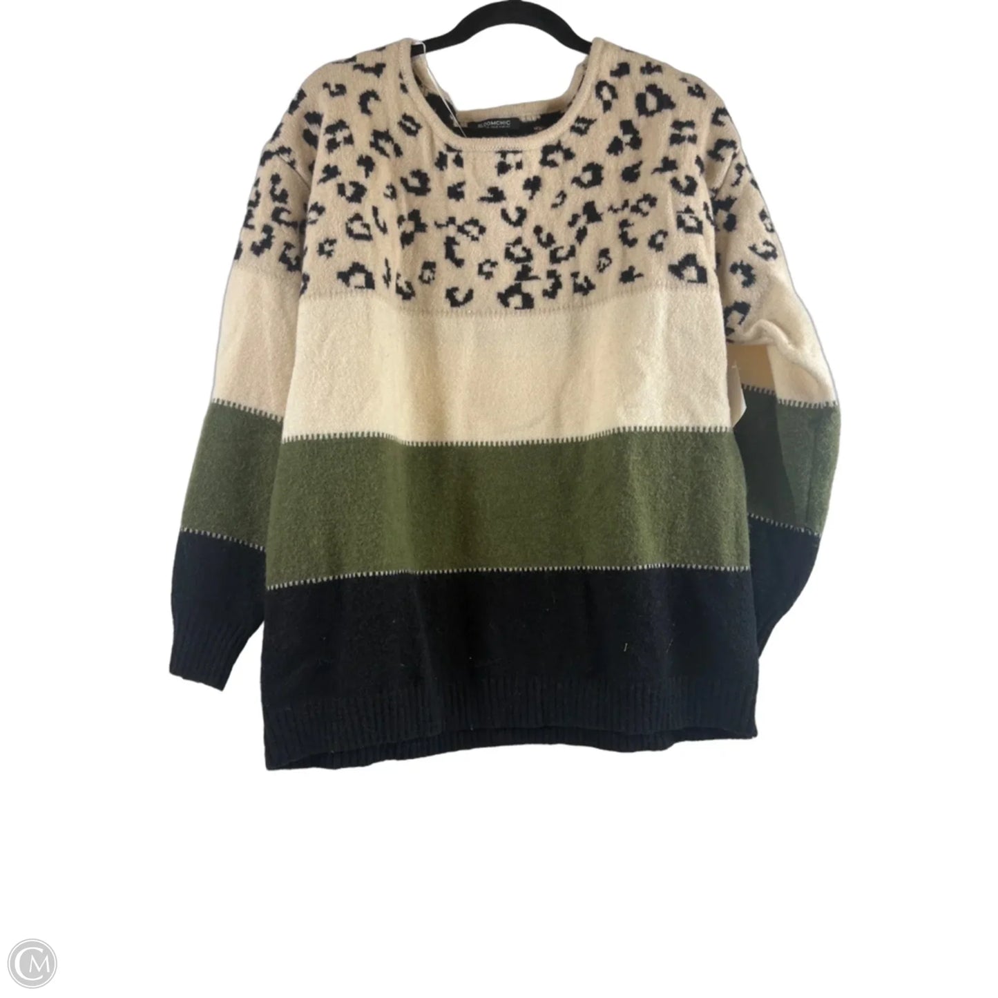 Sweater By Bloomchic In Green & Tan, Size: 1x