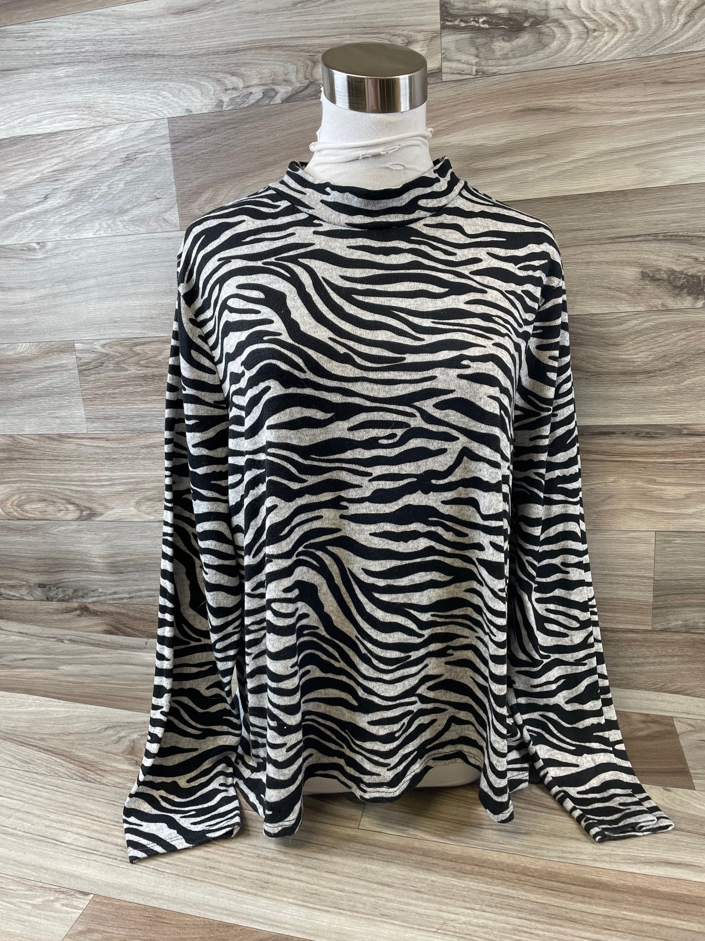 Top Long Sleeve Basic By Eloquii In Zebra Print, Size: 3x