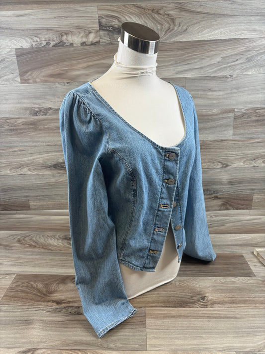 Top Long Sleeve By Levis In Blue Denim, Size: M