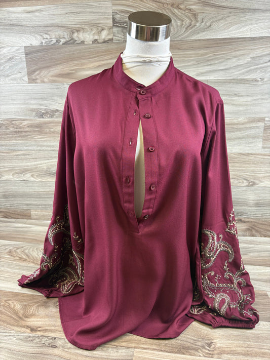 Top Long Sleeve By Chicos In Red, Size: L