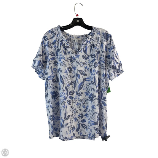 Top Short Sleeve By Kim Rogers In Blue & White, Size: Lp