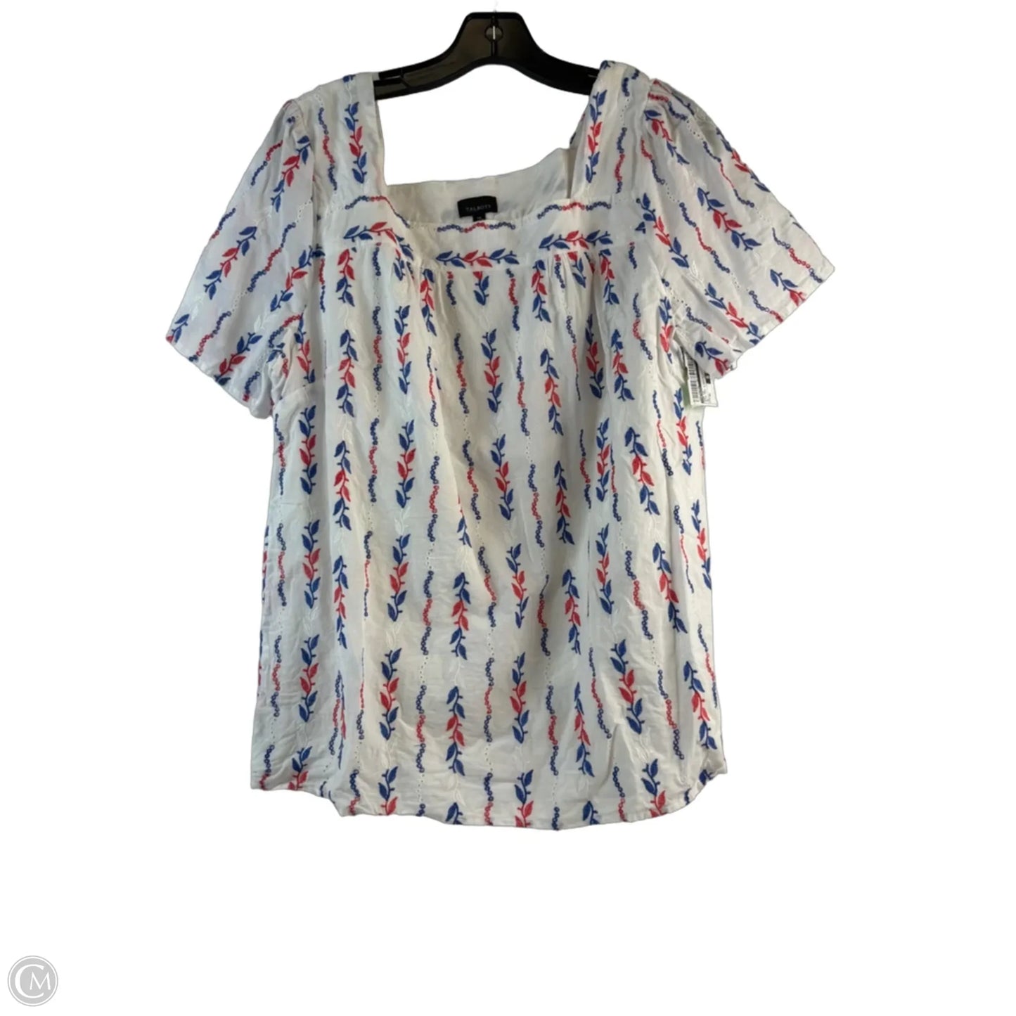 Top Short Sleeve By Talbots In Blue Red & White, Size: Xl