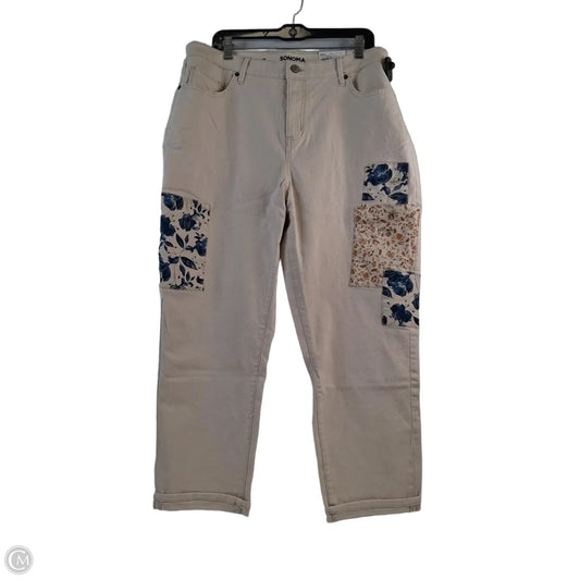 Jeans Cropped By Sonoma In Blue & Cream, Size: 18