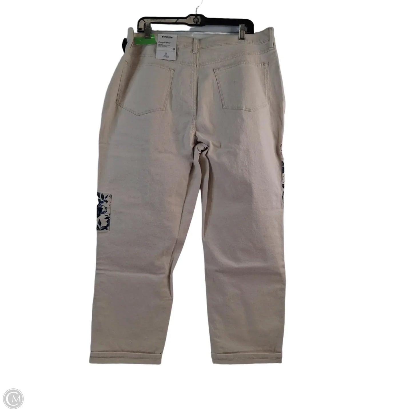 Jeans Cropped By Sonoma In Blue & Cream, Size: 18