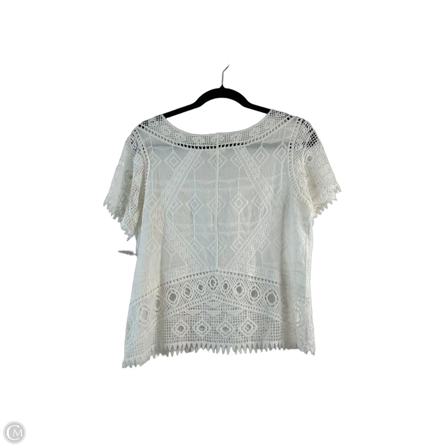 Top Short Sleeve By Ultra Pink In White, Size: S