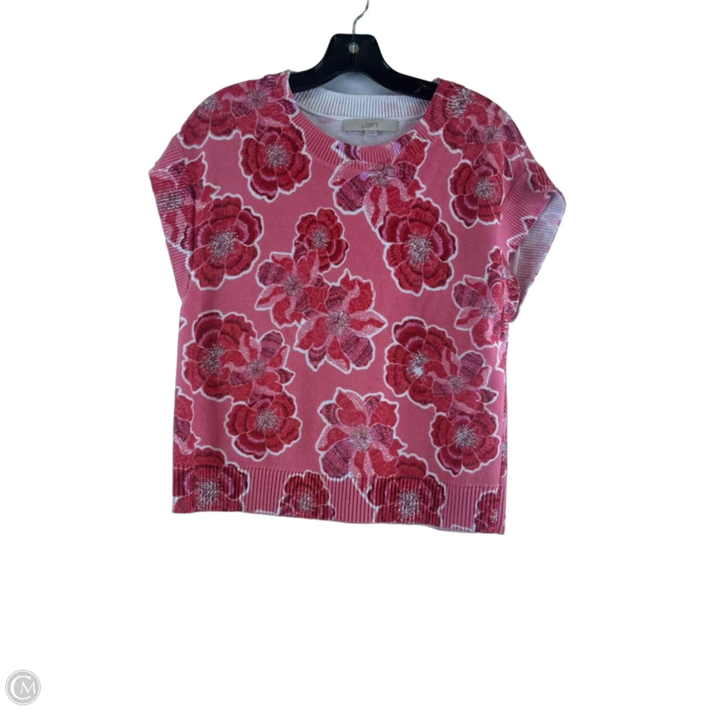 Sweater Short Sleeve By Loft In Red & White, Size: Xs