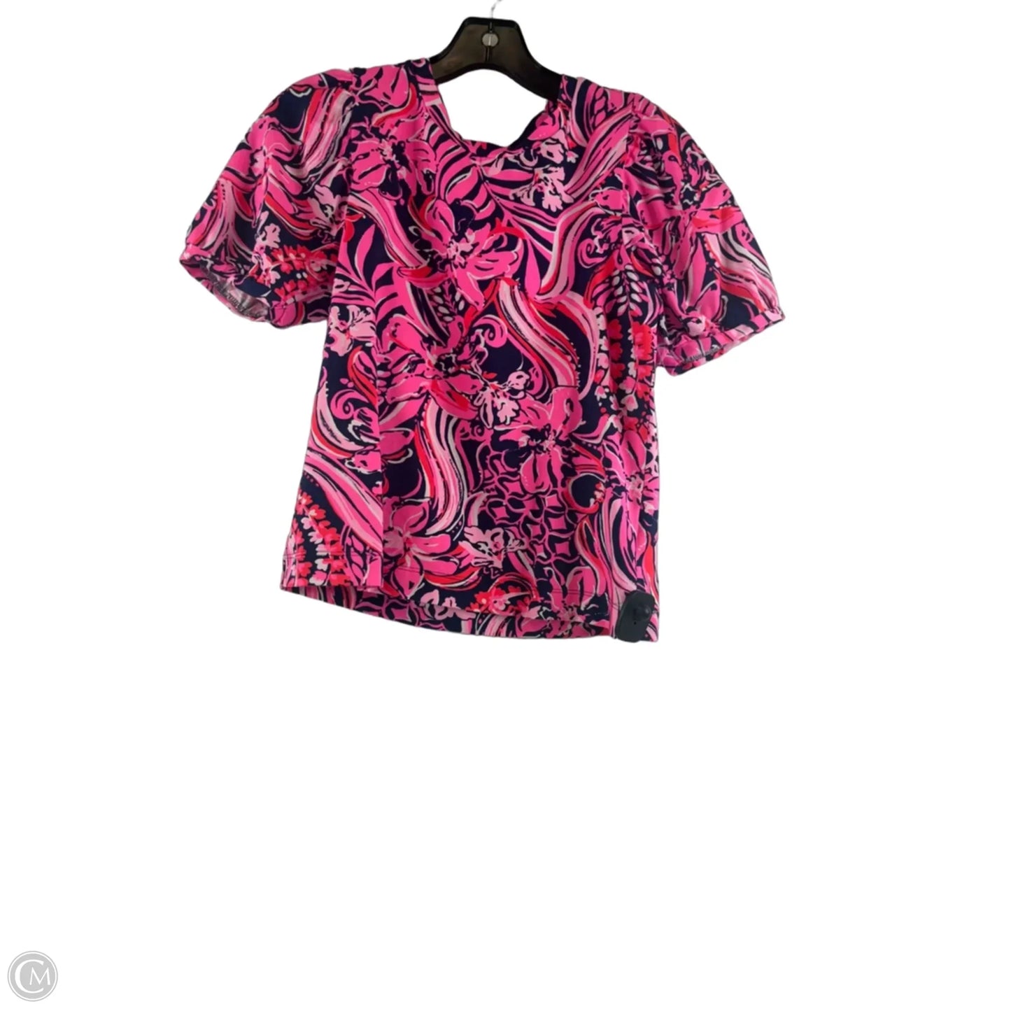 Top Short Sleeve Designer By Lilly Pulitzer In Blue & Pink, Size: Xs