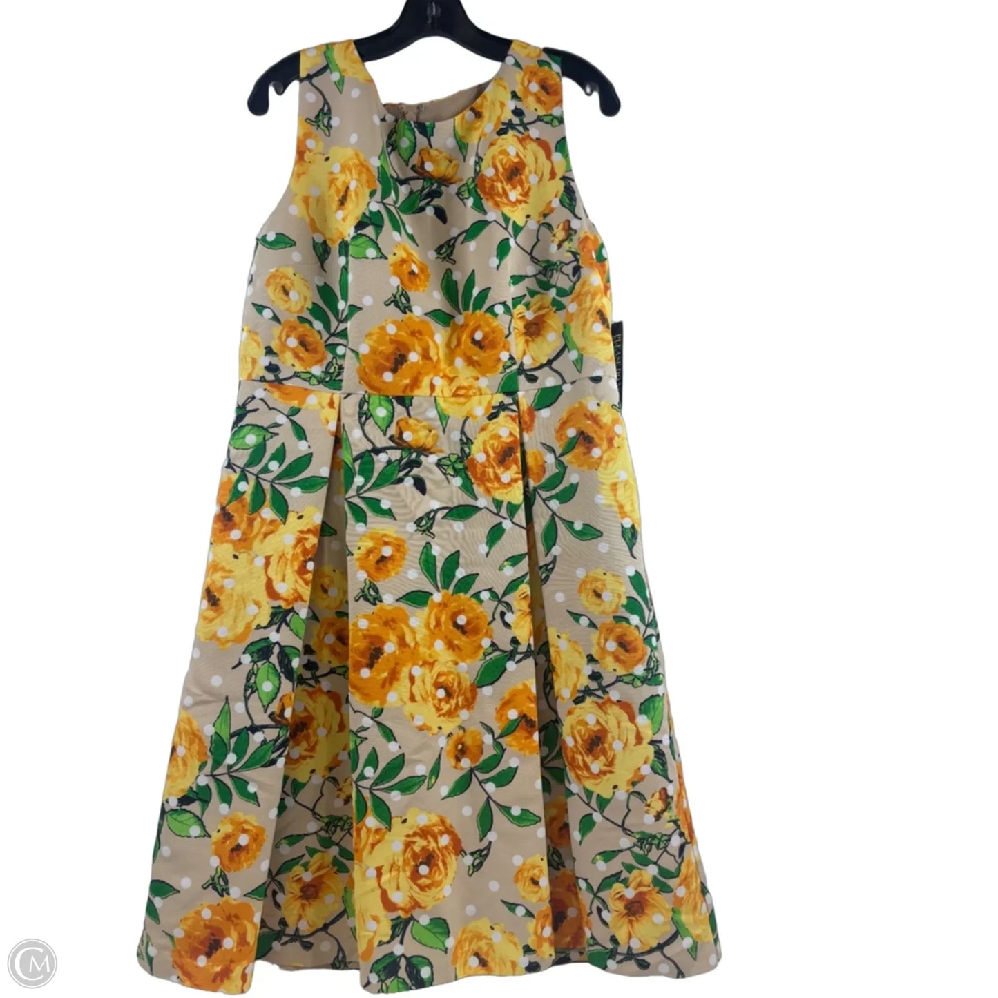 Dress Casual Midi By New York And Co In Tan & Yellow, Size: Xl