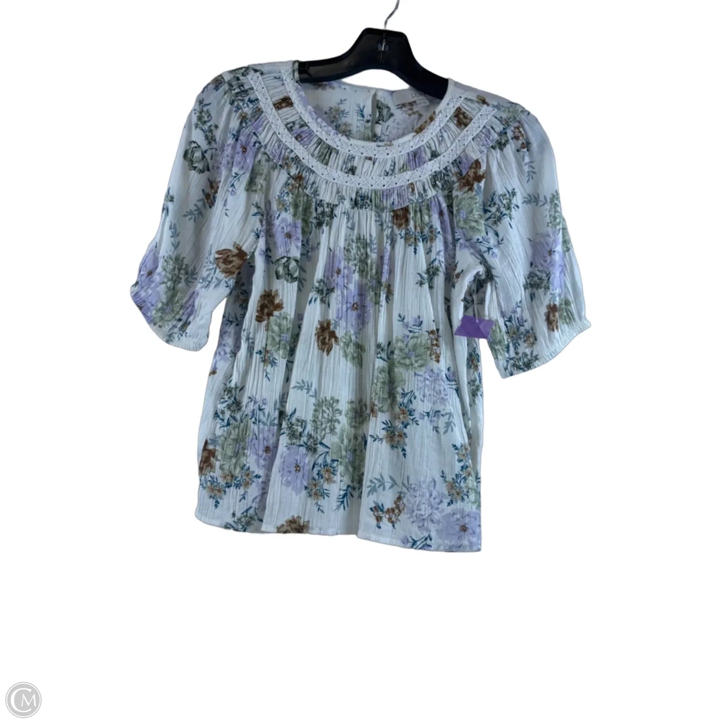 Top Short Sleeve By Loft In Green & Purple, Size: Xsp