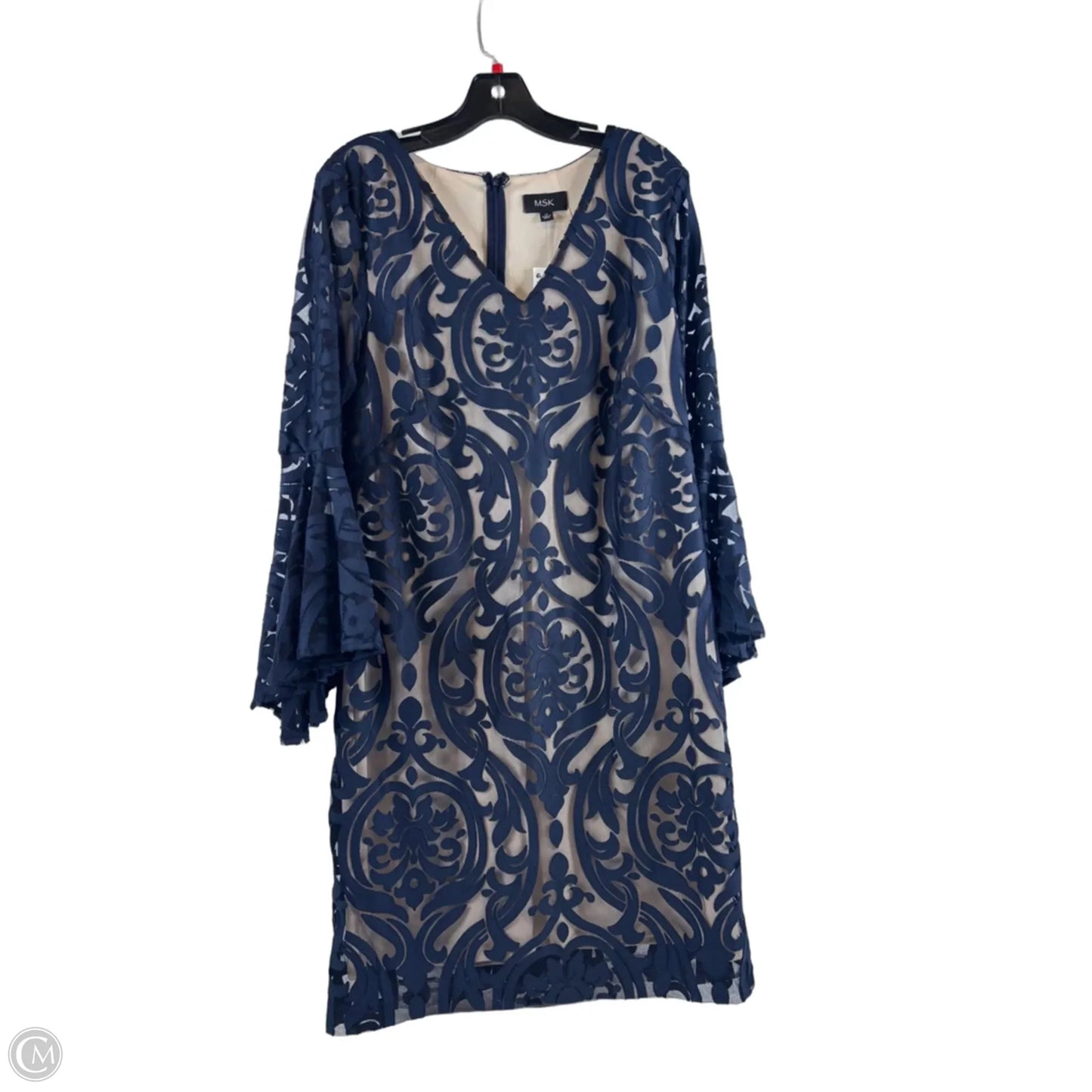 Dress Party Midi By Msk In Blue & Cream, Size: L