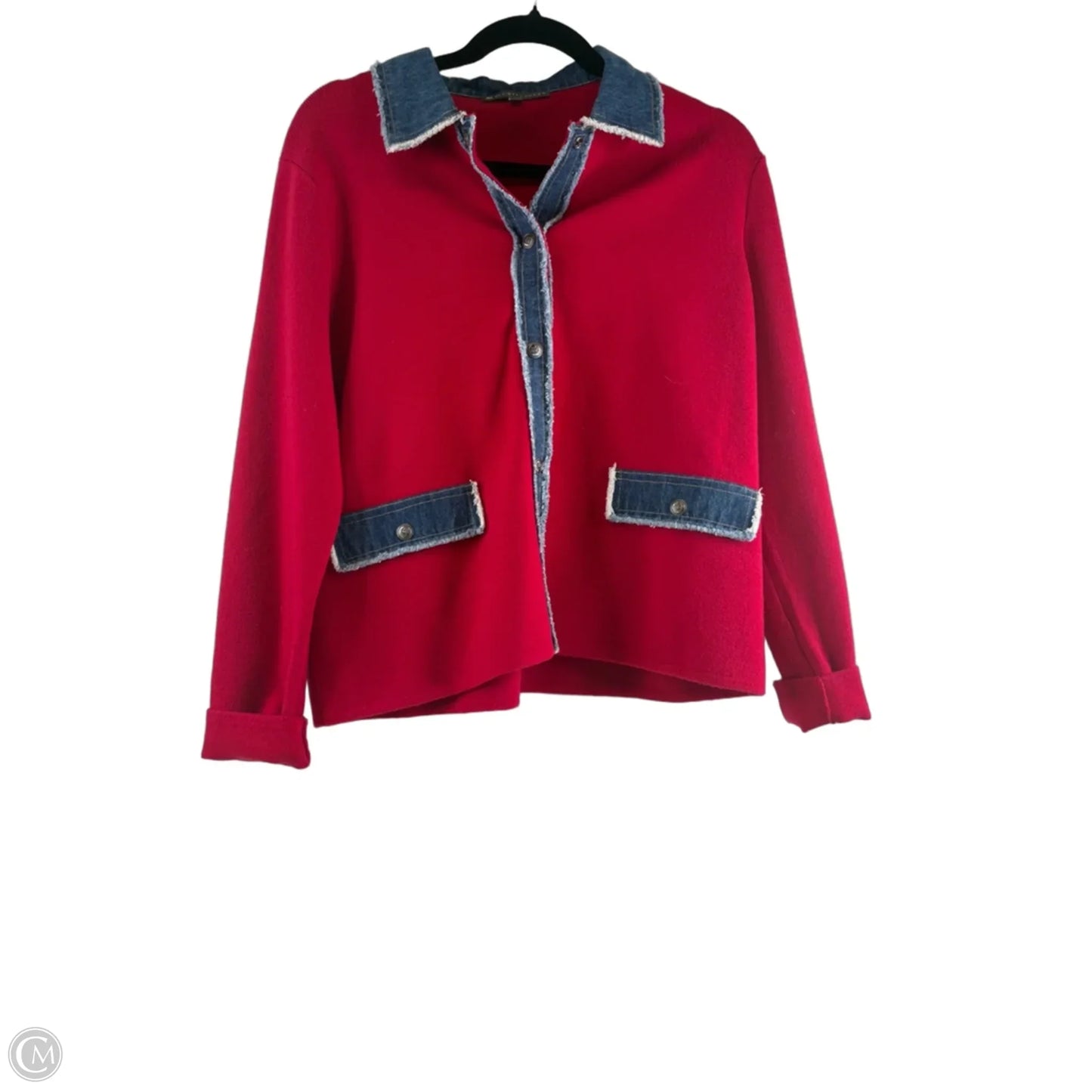 Cardigan By Elliott Lauren In Blue & Red, Size: L