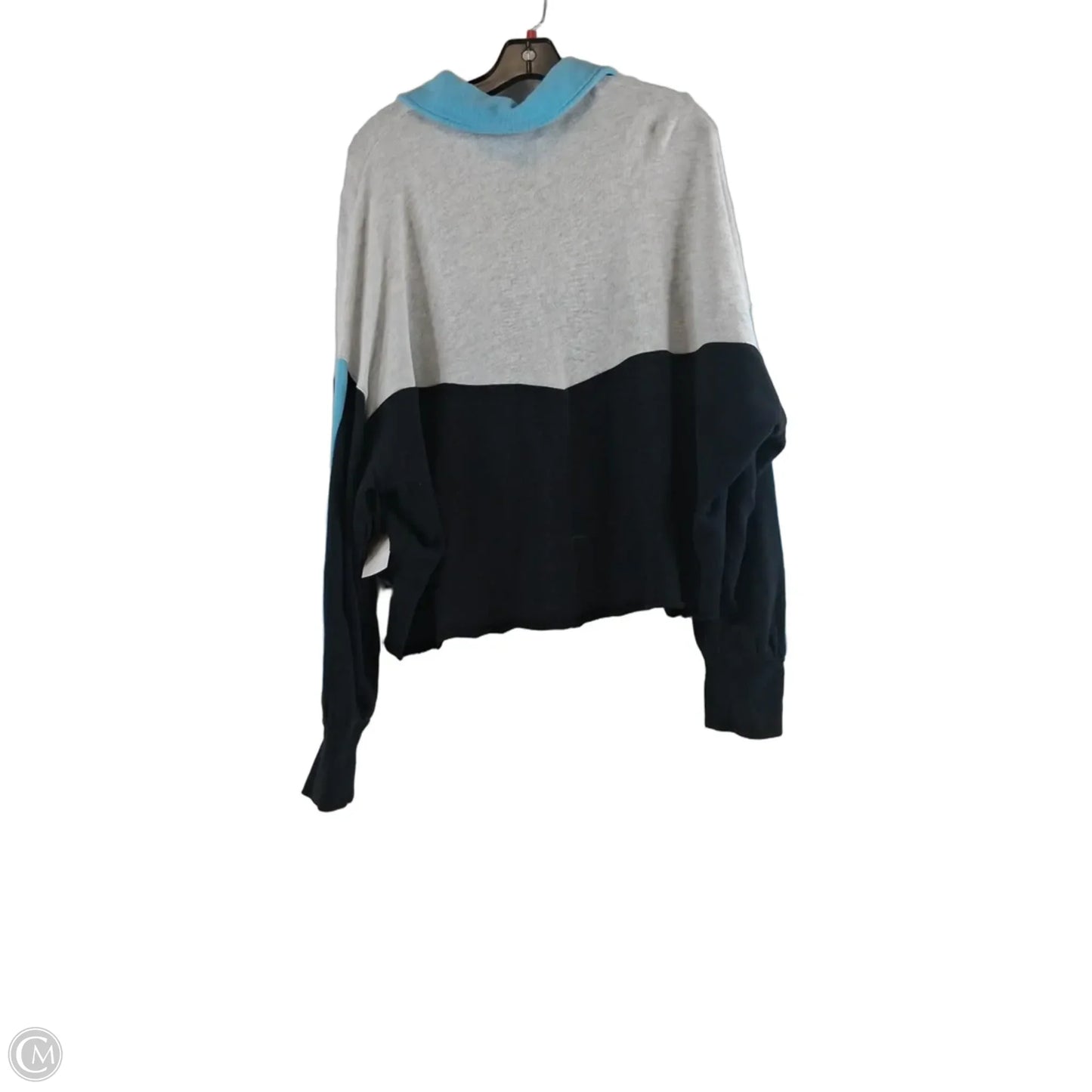 Athletic Top Long Sleeve Collar By Mumu In Blue & Grey, Size: M