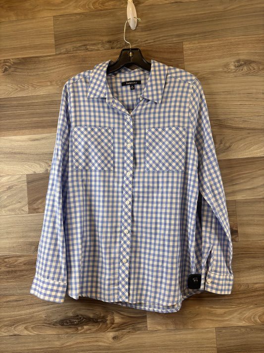 Top Long Sleeve Basic By Relativity In Blue & White, Size: M