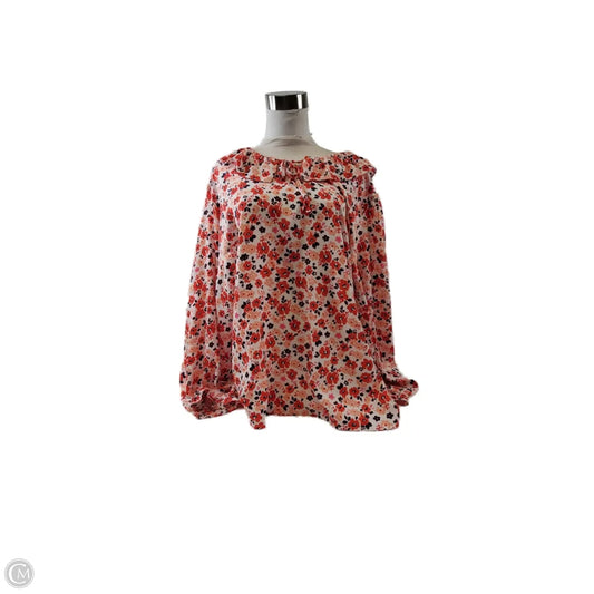 Top Long Sleeve By Croft And Barrow In Blue Red & White, Size: 2x
