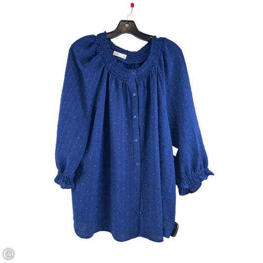 Top 3/4 Sleeve By Croft And Barrow In Blue, Size: Xl