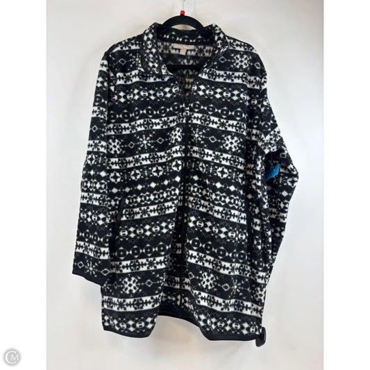 Jacket Fleece By Woman Within In Black & White, Size: 2x
