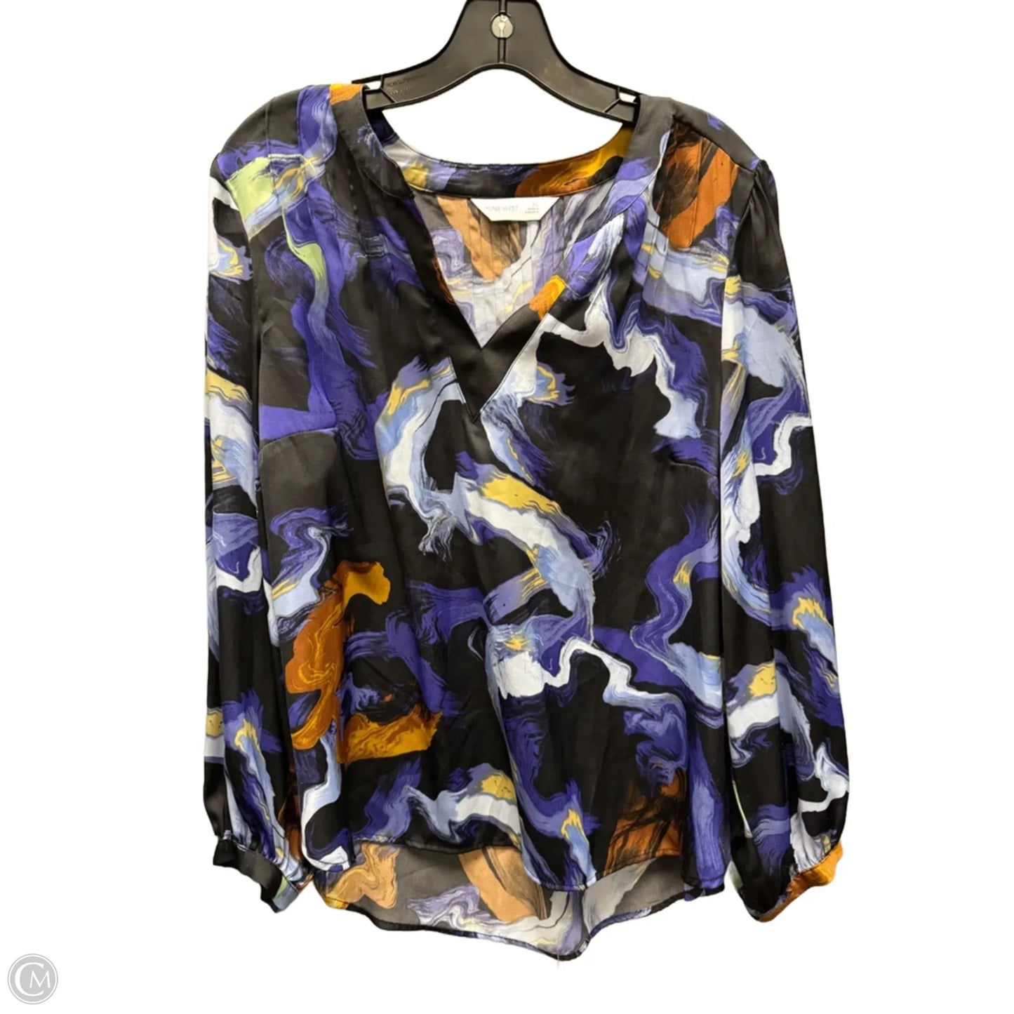 Top Long Sleeve By Nine West In Black & Blue, Size: Xl