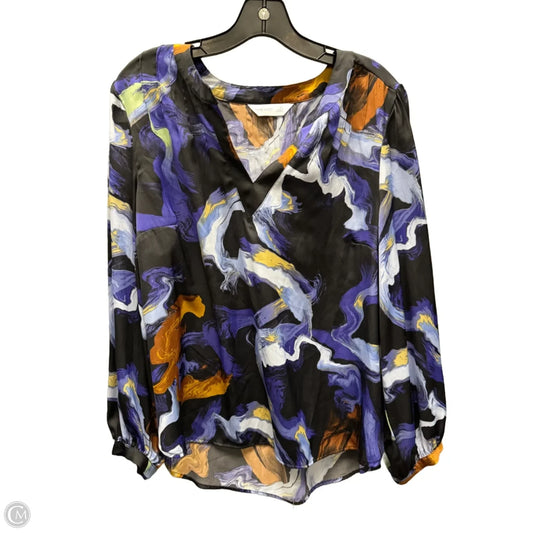 Top Long Sleeve By Nine West In Black & Blue, Size: Xl