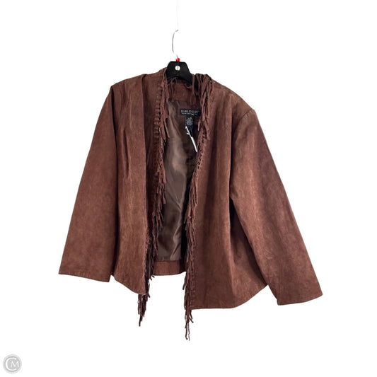 Jacket Leather By Dialogue Qvc In Brown, Size: 1x